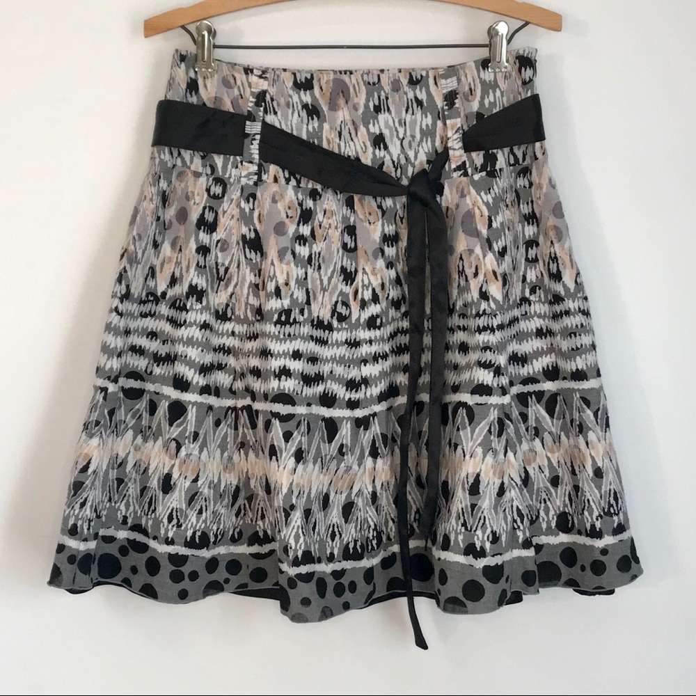 skirt cotton multi colored with belt tie size 3